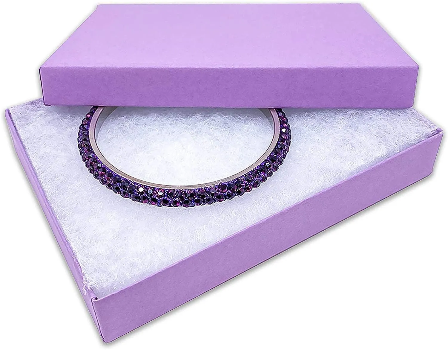 10 Pack Cotton Filled Matte Purple Color Paper Cardboard Jewelry Necklace Bracelet Bangle Watches Presentation, Retail Display, Packaging Boxes. Size- 5.25" X 3.75" X 1" by R J Displays