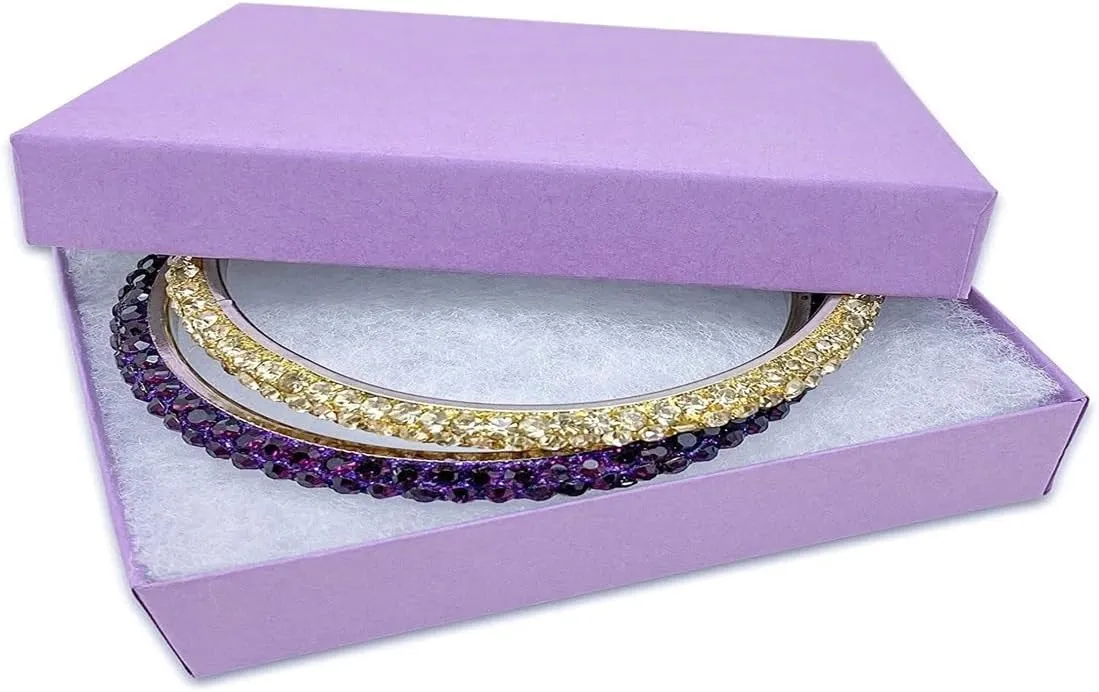 10 Pack Cotton Filled Matte Purple Color Paper Cardboard Jewelry Necklace Bracelet Bangle Watches Presentation, Retail Display, Packaging Boxes. Size- 5.25" X 3.75" X 1" by R J Displays