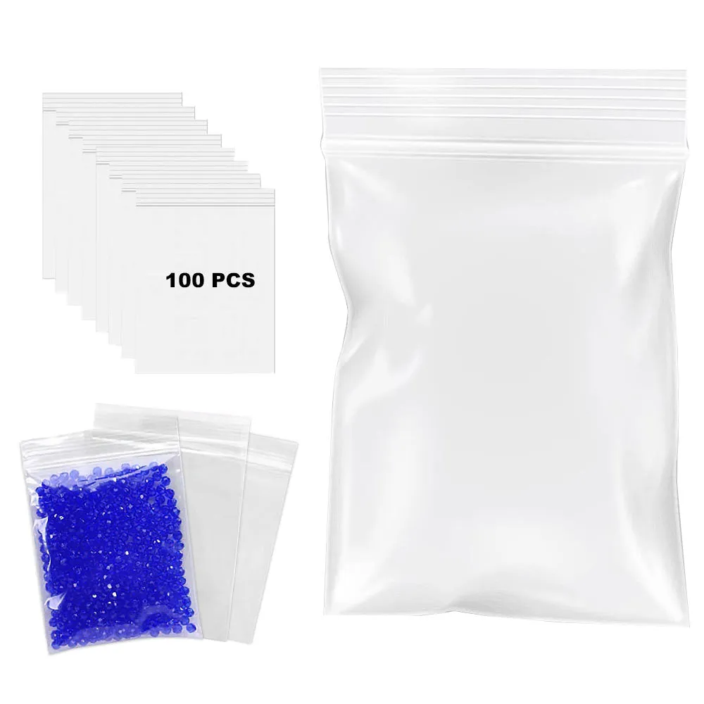 100pcs Resealable Poly Bags 5 x 7 Clear Plastic Zipper Bag 3 Mil Jewelry Treats