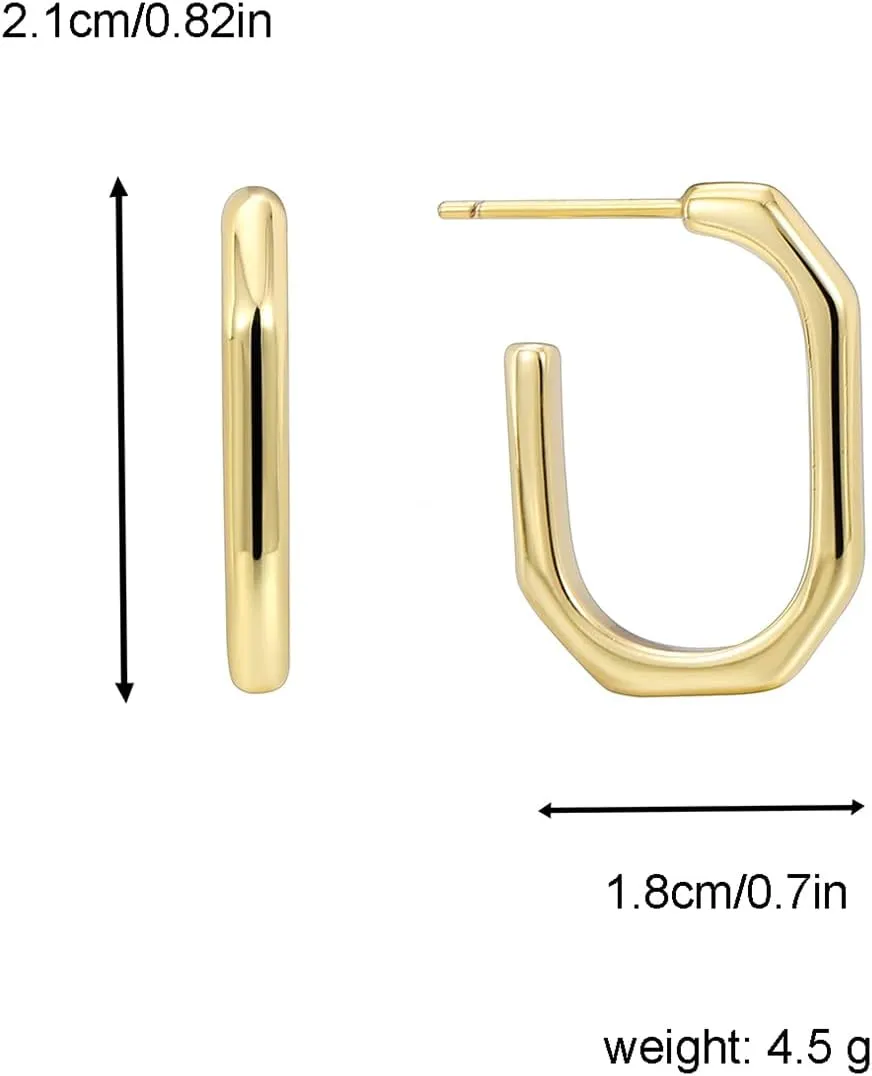 14K Gold Plated Lightweight Open Hoops | Ladies Gold Hoodie Earrings | Perfect Size Hypoallergenic Chunnky Earrings