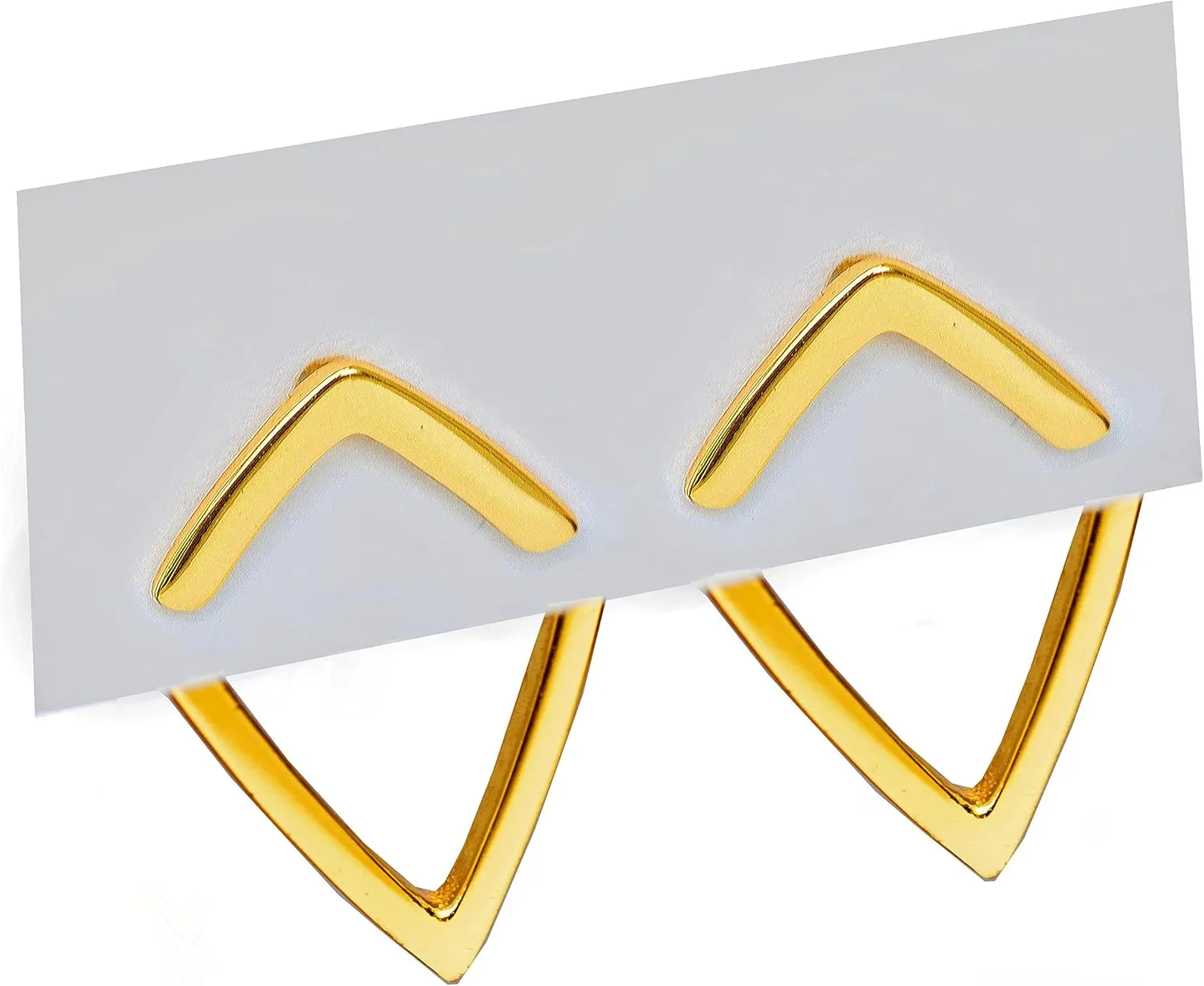 18K Gold Plated Sterling Silver Geometric 2-Way Earring Jackets | TRILL Wishbone Studs For Women