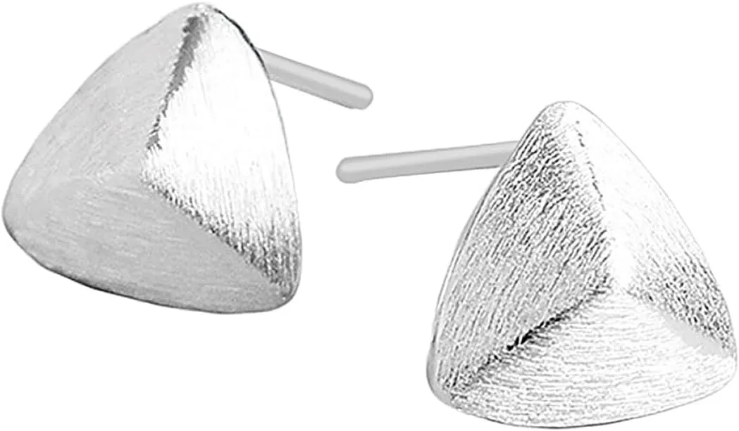 1Pair Silver Triangle Earring Studs Creative Geometric Ear Jewelry for Women Minimalist Design present for Easy to Wear and Remove