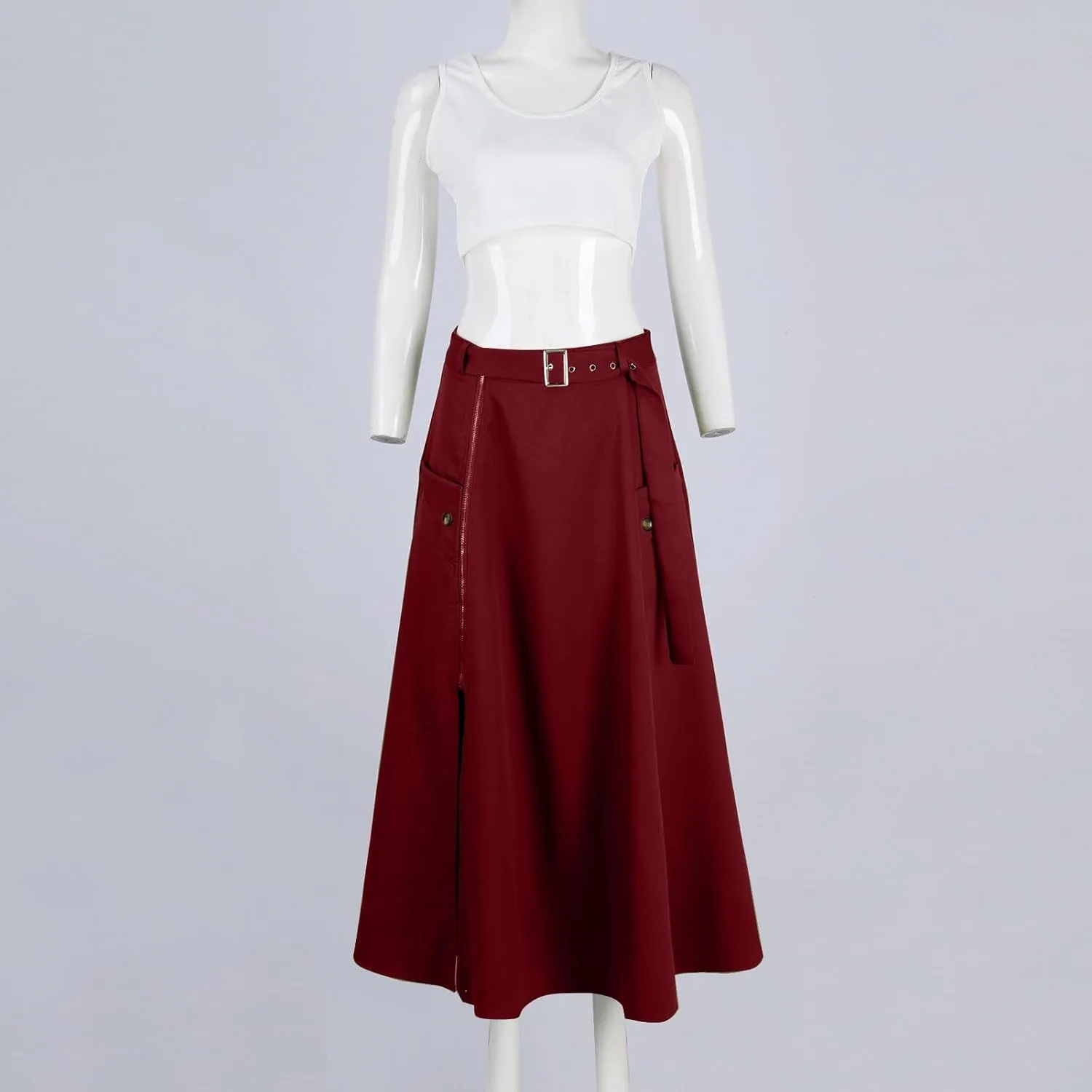 2 Piece Skirt Sets For Women Trendy Solid High Slit Skirt And Crop Tank Top Summer Outfits High Waist Maxi Skirt Sets