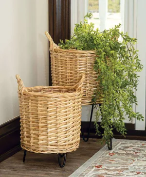 2/Set, Wicker Basket Plant Stands