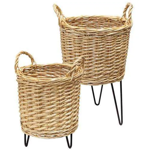 2/Set, Wicker Basket Plant Stands