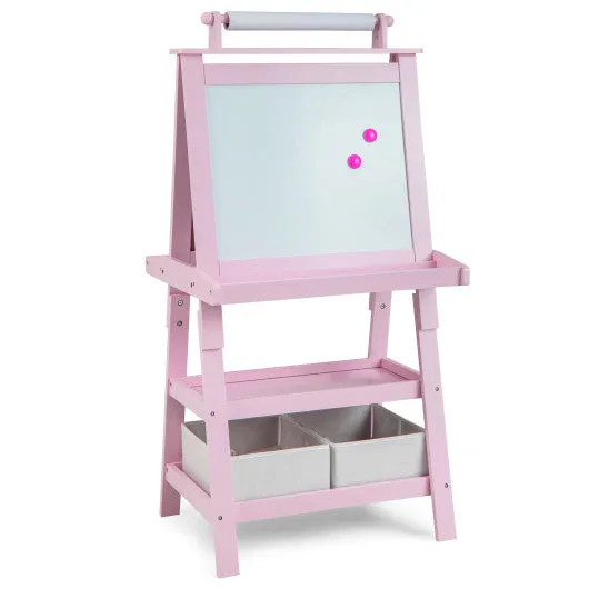 3-in-1 Double-Sided Storage Art Easel-Pink