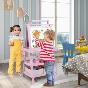 3-in-1 Double-Sided Storage Art Easel-Pink