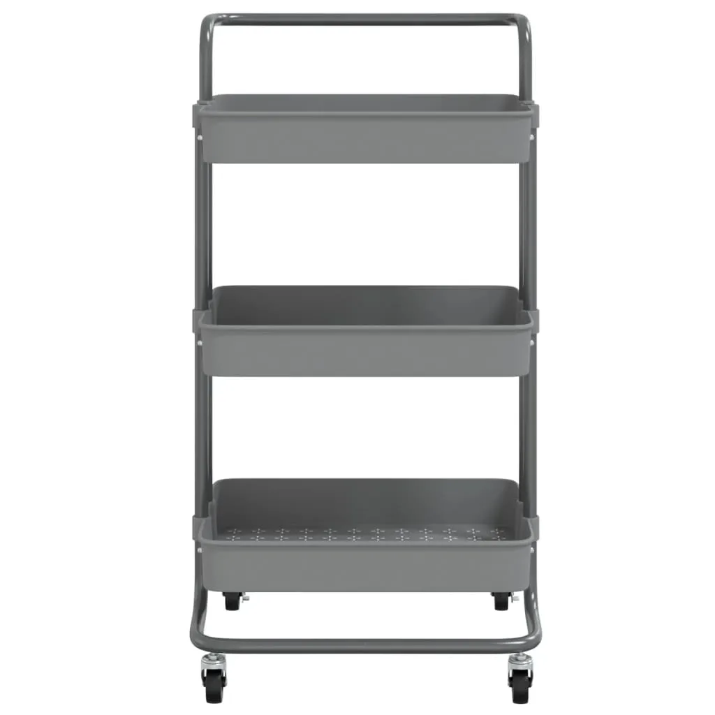 3-Tier Kitchen Trolley Grey 42x25x83.5 cm Iron and ABS