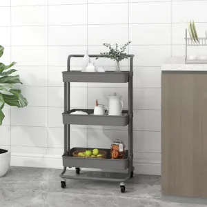 3-Tier Kitchen Trolley Grey 42x25x83.5 cm Iron and ABS