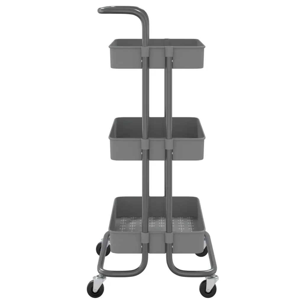 3-Tier Kitchen Trolley Grey 42x25x83.5 cm Iron and ABS