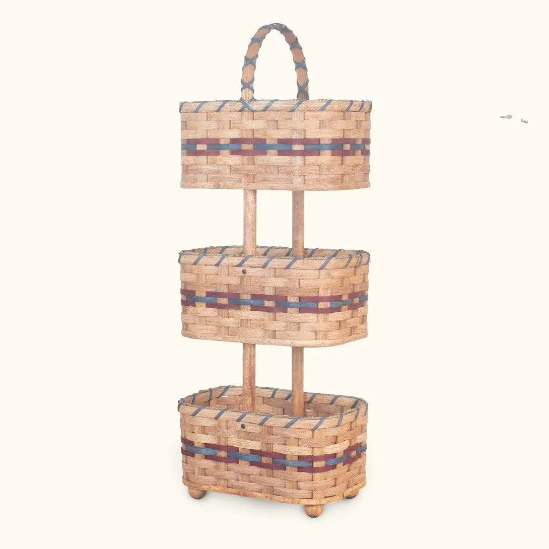 3 Tiered Storage Basket | Amish Woven Wicker Decorative Organizer