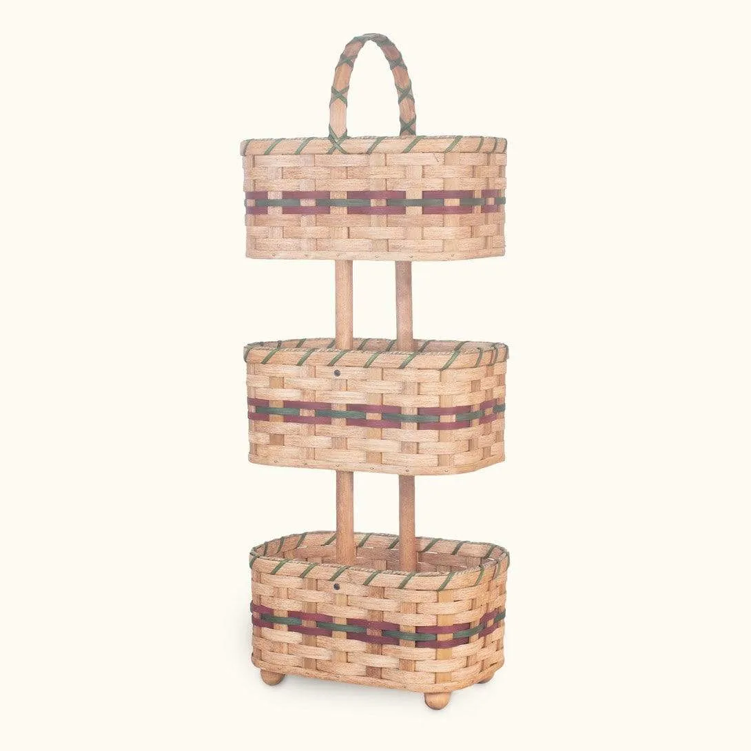 3 Tiered Storage Basket | Amish Woven Wicker Decorative Organizer