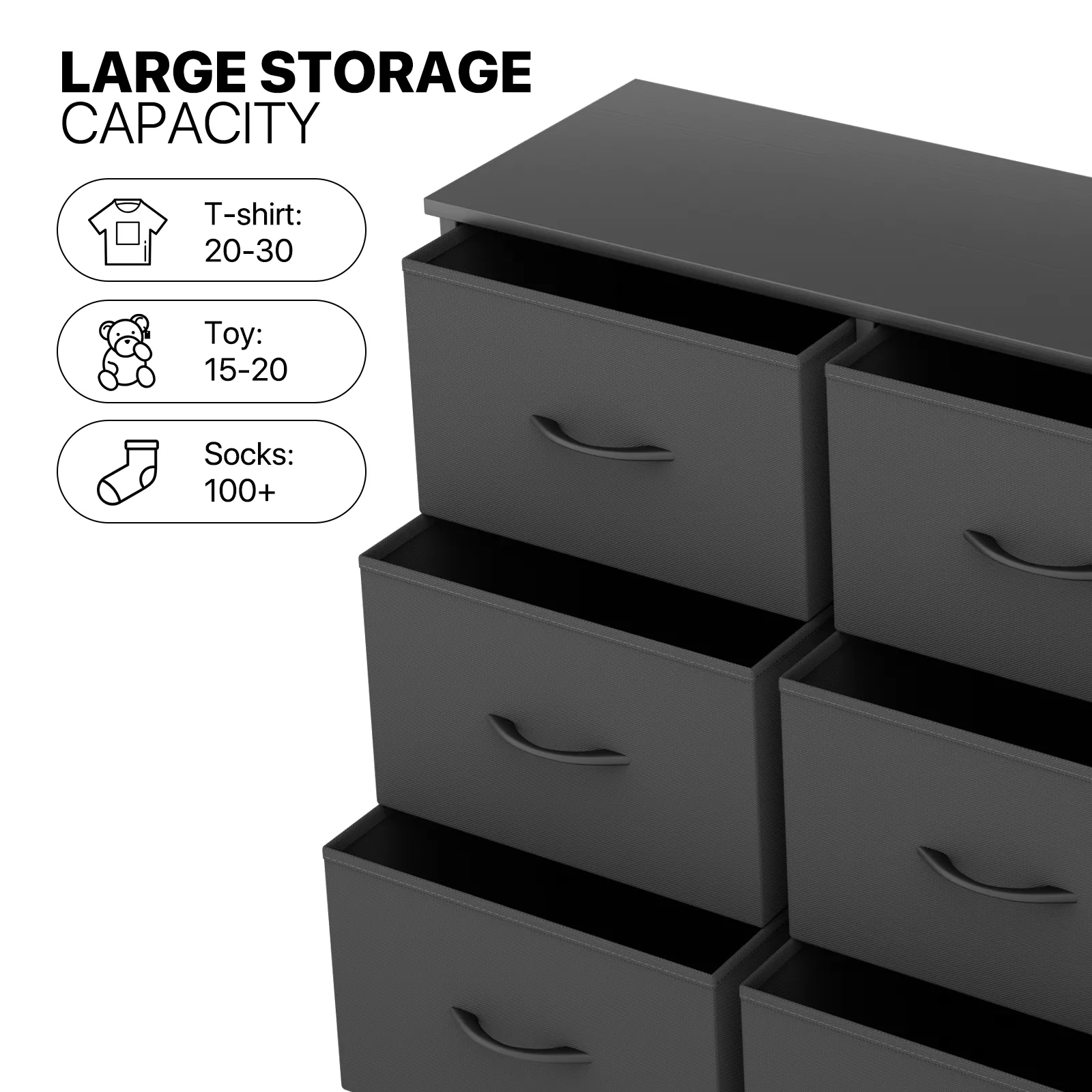 30" Dresser Model Fabric Drawer Metal Frame, 6-Drawer
