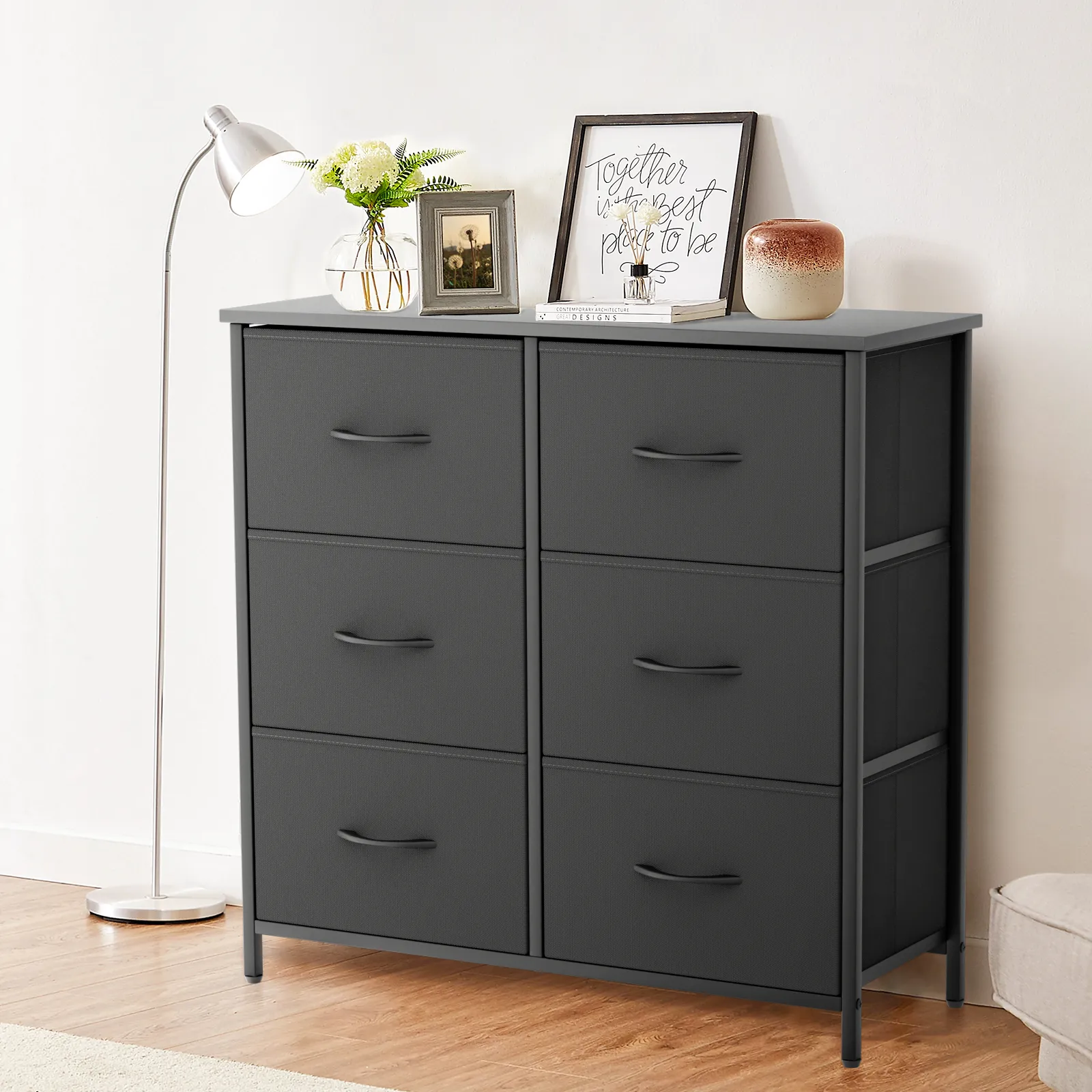 30" Dresser Model Fabric Drawer Metal Frame, 6-Drawer