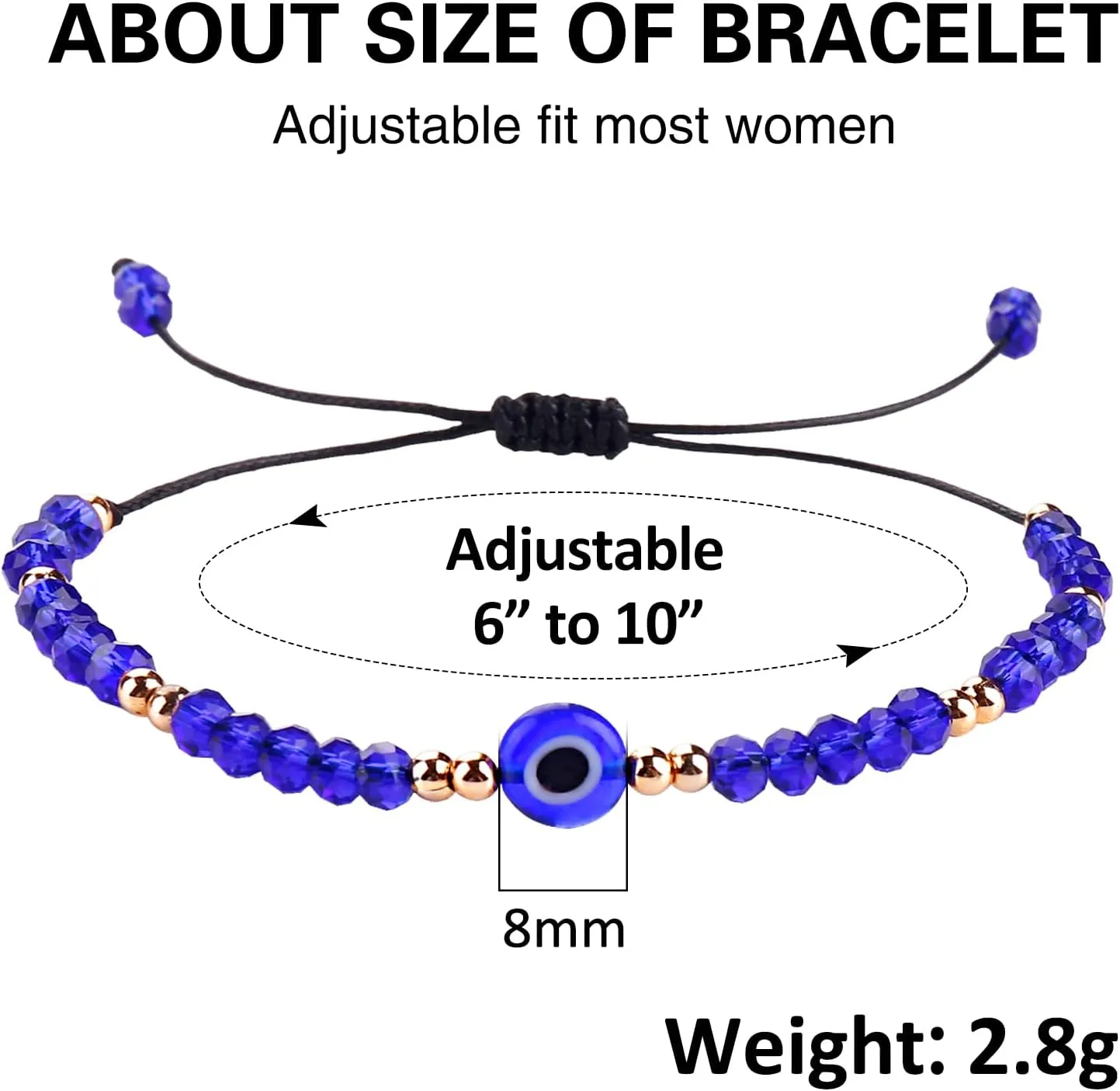 4 Pcs Evil Eye Bracelets Handmade Evil Eye Beaded Bracelets Adjustable Eye Bracelets Dainty Evil Eye Bracelet for Women