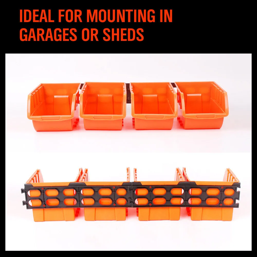 4-Piece Parts Storage Bins Organizer | Wall-Mounted Workshop Tray Box