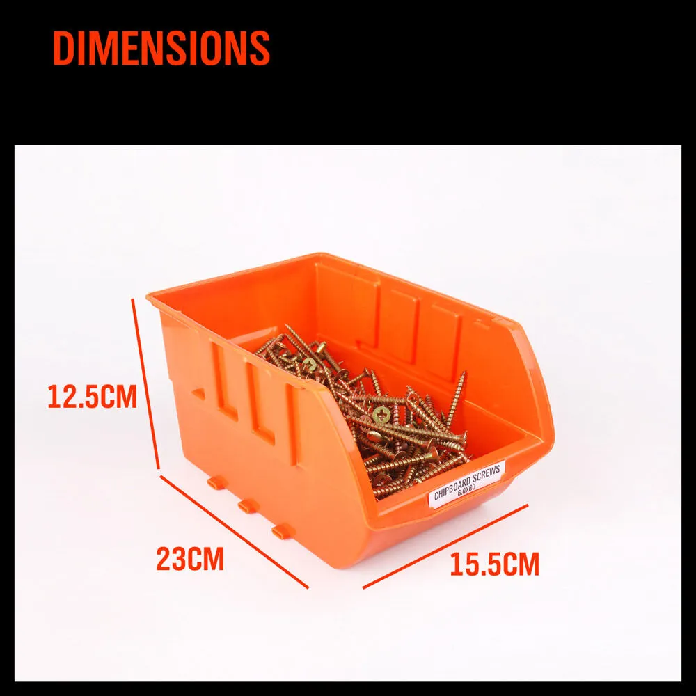 4-Piece Parts Storage Bins Organizer | Wall-Mounted Workshop Tray Box