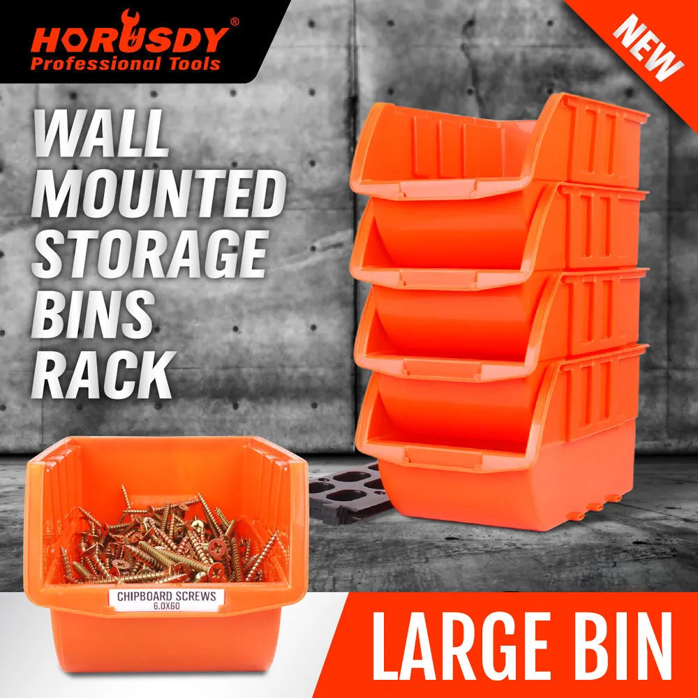 4-Piece Parts Storage Bins Organizer | Wall-Mounted Workshop Tray Box