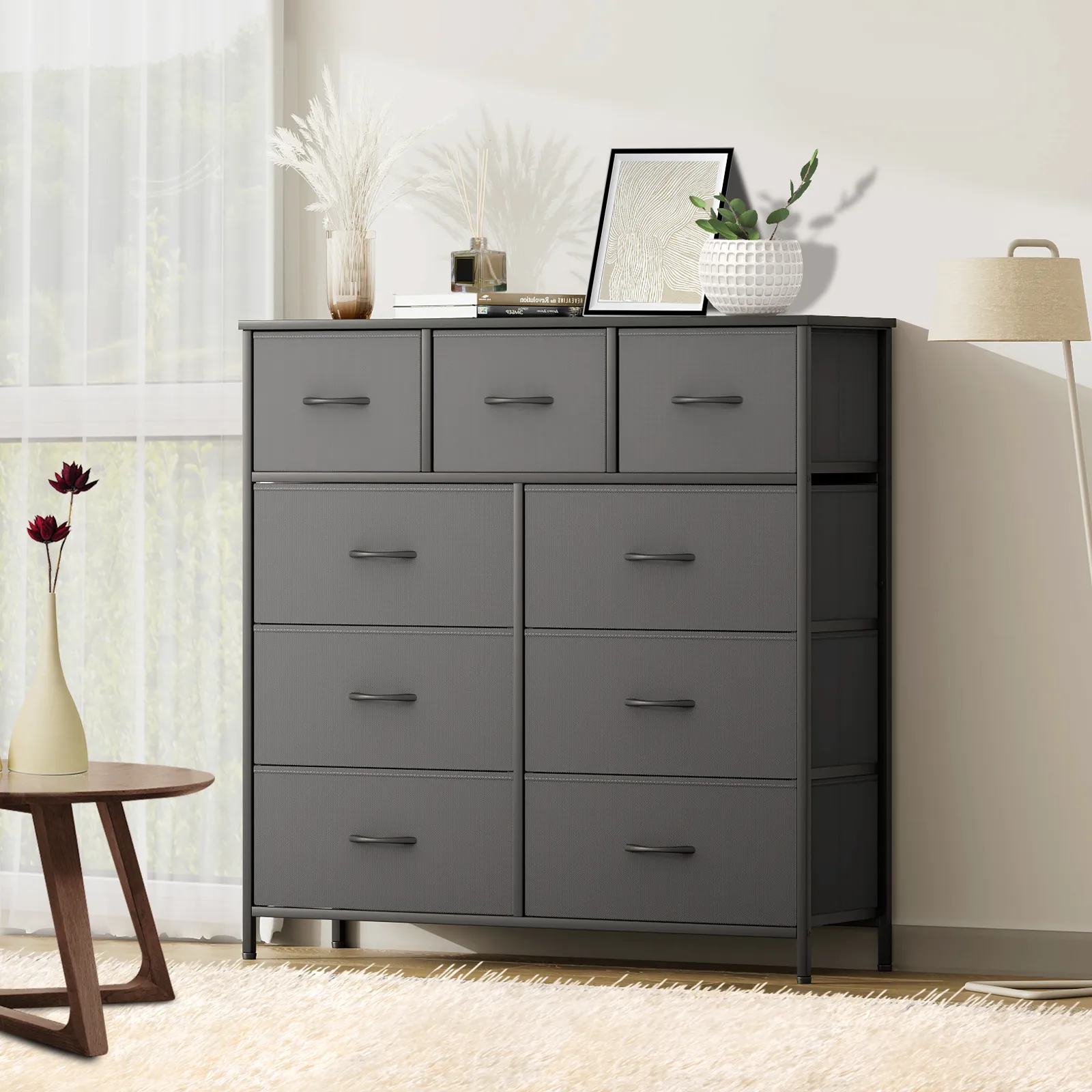 40" Dresser Model Fabric Drawer Metal Frame, 9-Drawer