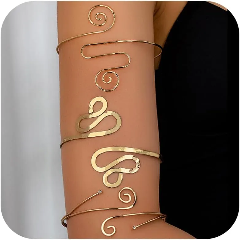 4PCS Arm Cuff Bracelet for Women Upper Arm Cuff Jewelry Gold Bangles Bracelet Summer Beach Essentials