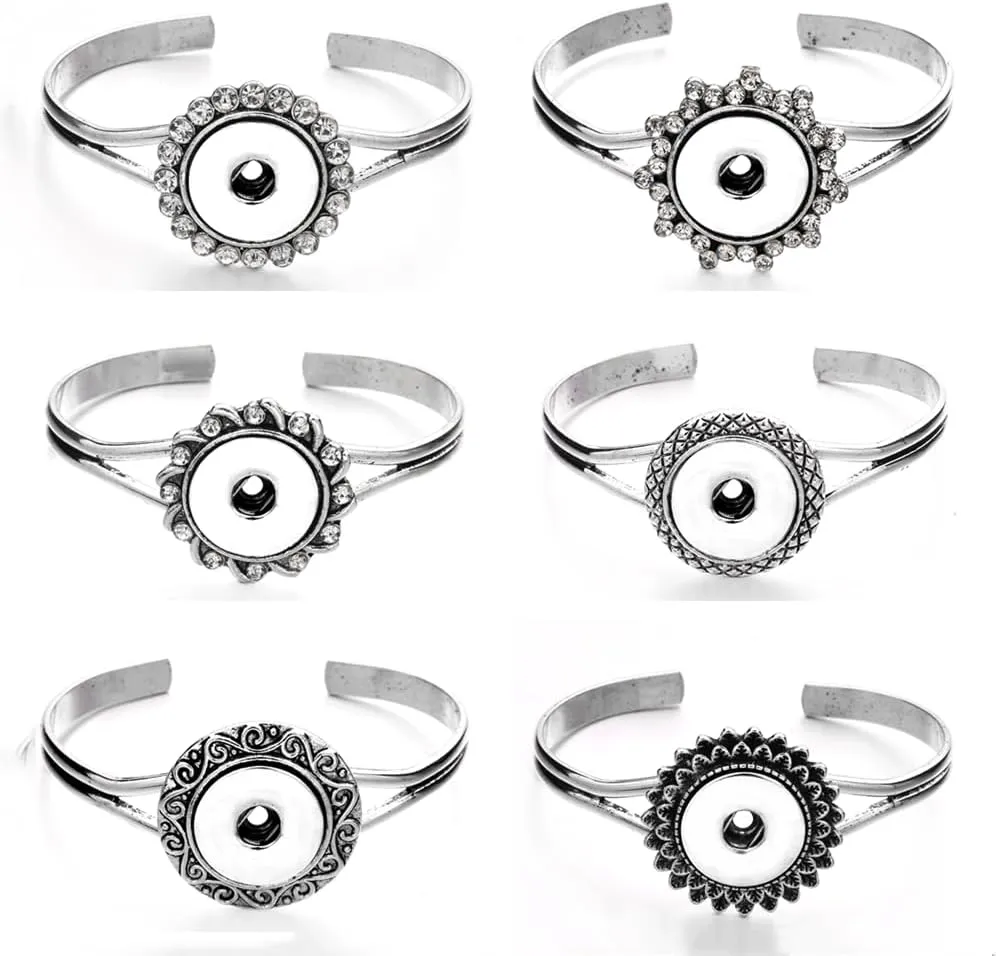 6pcs Snap Bracelets - DIY Snap Buttons, Alloy, Casual Style
