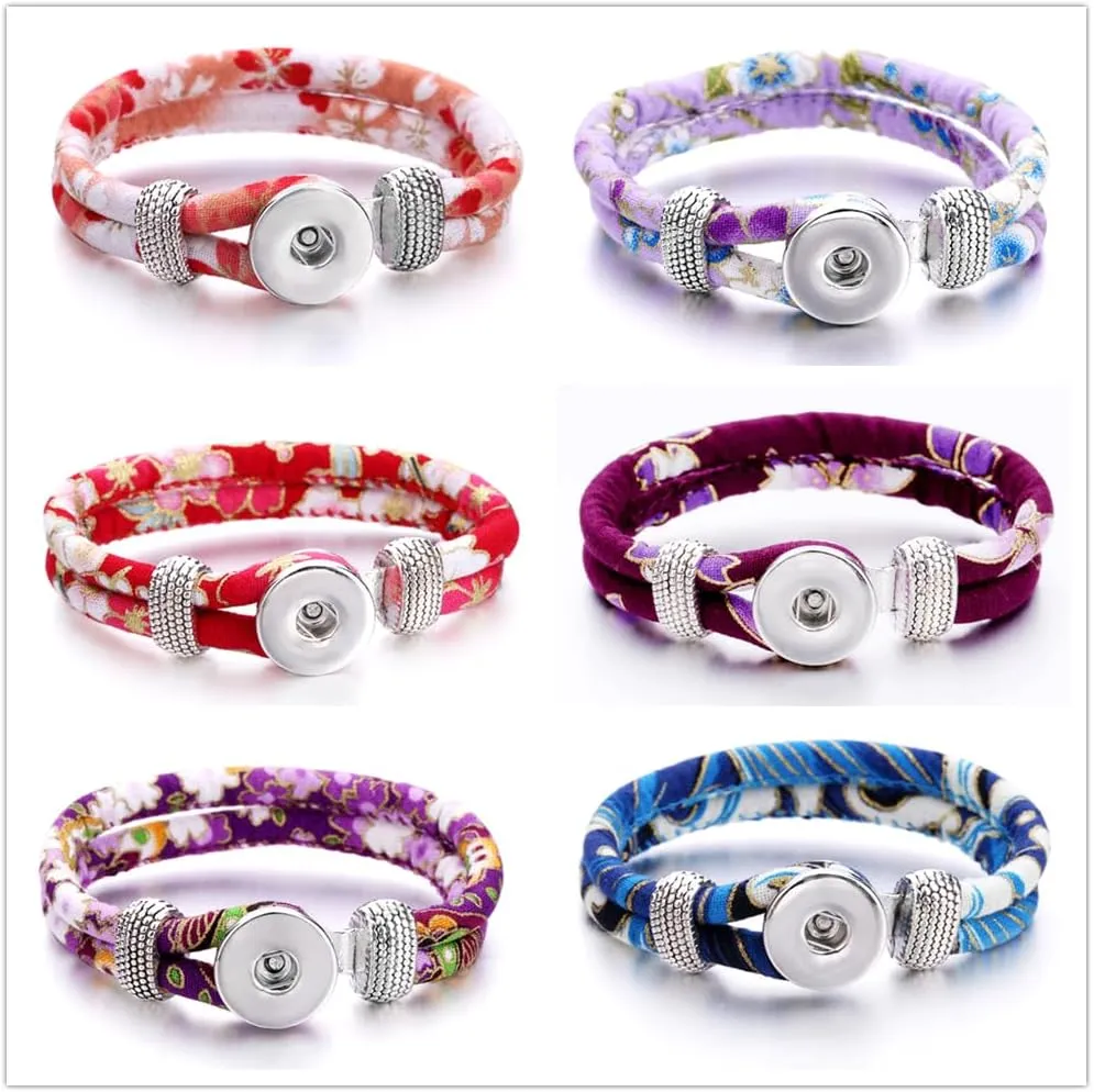 6pcs Snap Charms Bangle Snap Jewelry Bracelets fit 18MM for Women DIY Snap Buttons