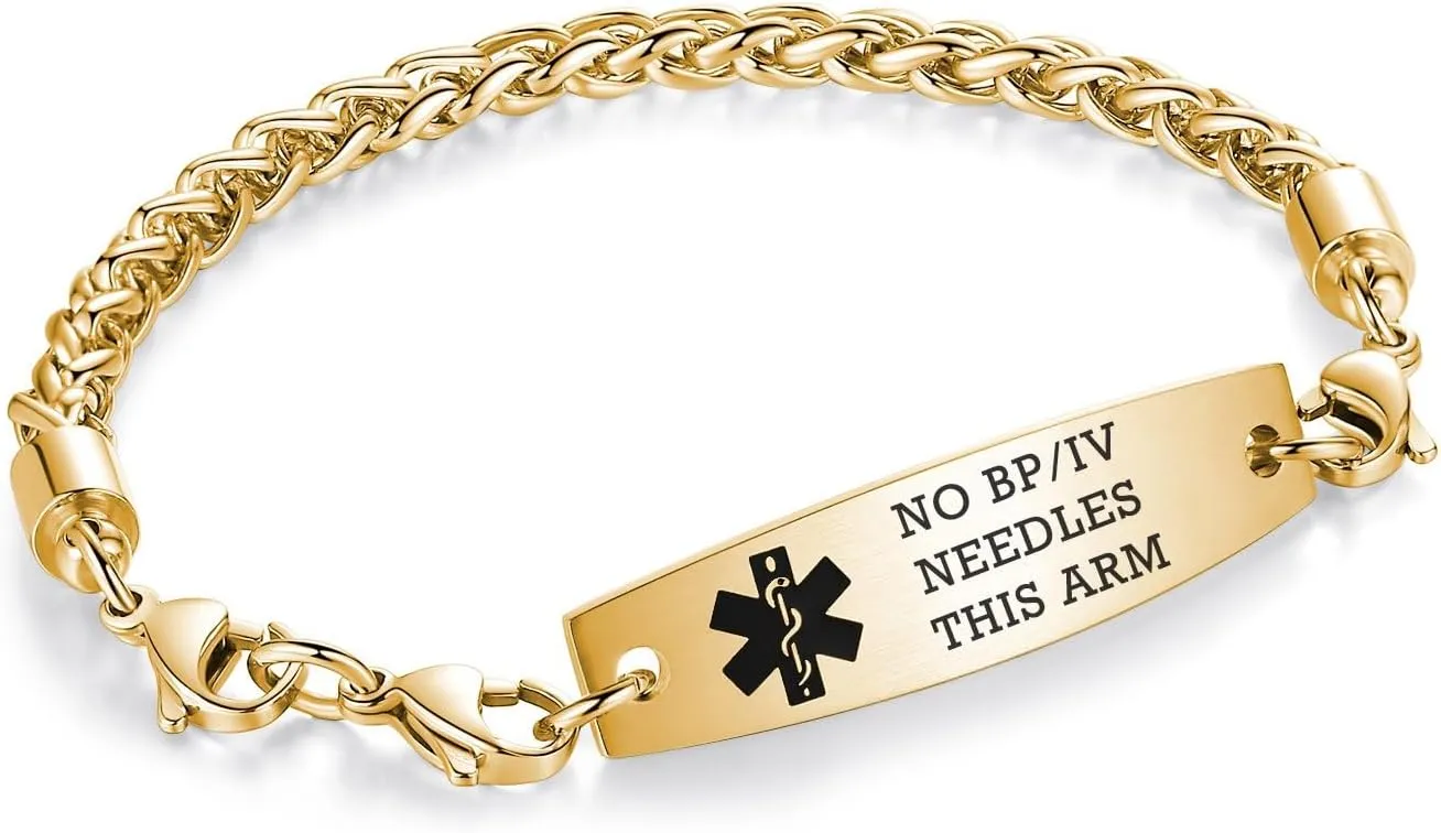 7.5"-9" Adjustable Medical alert bracelets for Women/Men Stainless steel Interchangeable Medical bracelets