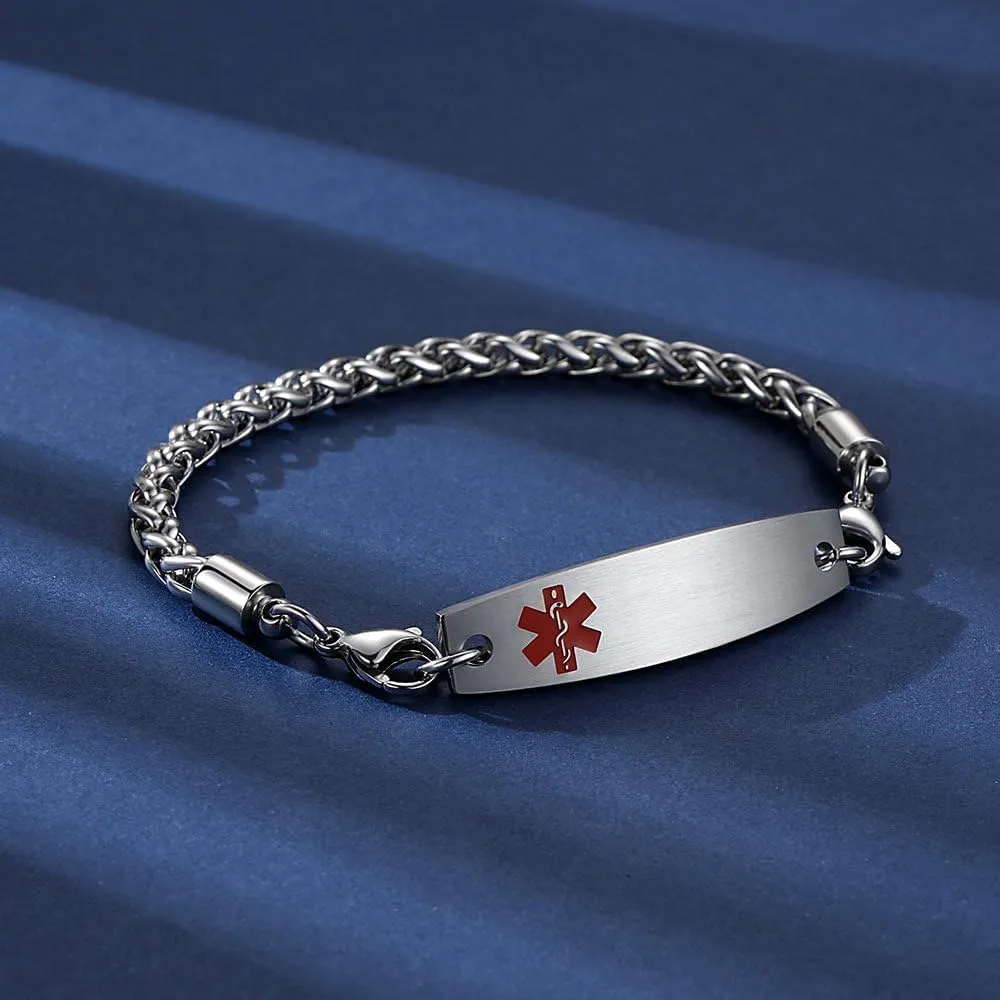 7.5"-9" Adjustable Medical alert bracelets for Women/Men Stainless steel Interchangeable Medical bracelets
