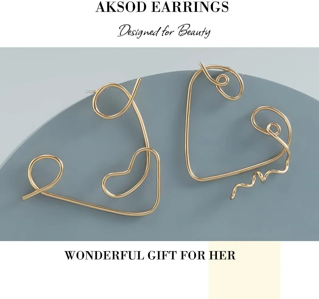 Abstract Face Earrings Dangle Geometric Drop Earrings Studs Large Statement Ear Jewelry Accessories for Women