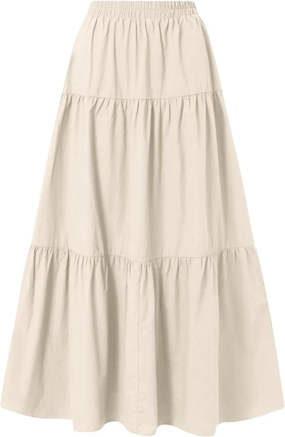 ADHOWBEW Spring Skirts for Women 2025 Elastic Waist Vacation Long Trendy Flowy Tiered Bohemian Skirts