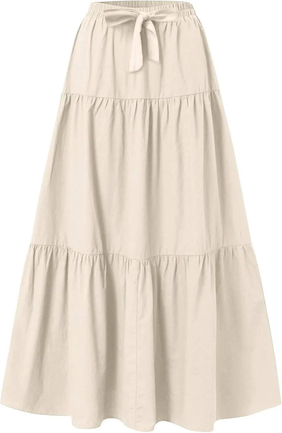 ADHOWBEW Spring Skirts for Women 2025 Elastic Waist Vacation Long Trendy Flowy Tiered Bohemian Skirts