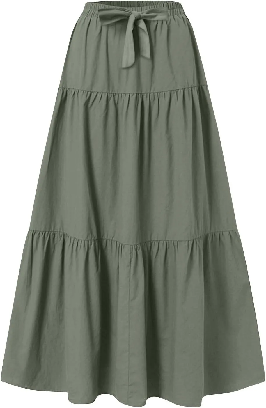 ADHOWBEW Spring Skirts for Women 2025 Elastic Waist Vacation Long Trendy Flowy Tiered Bohemian Skirts