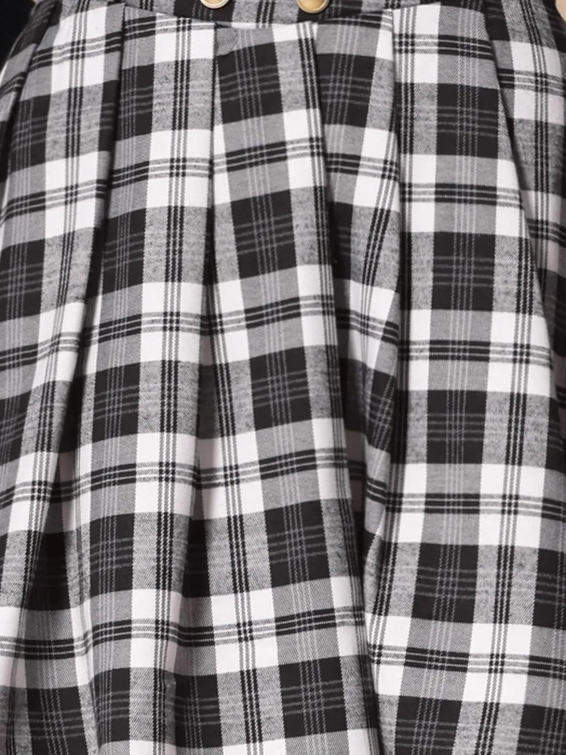 Allegra K Plaid Skirt for Women's Tartan Double Breasted A-Line Pleated Vintage Mini Skirts