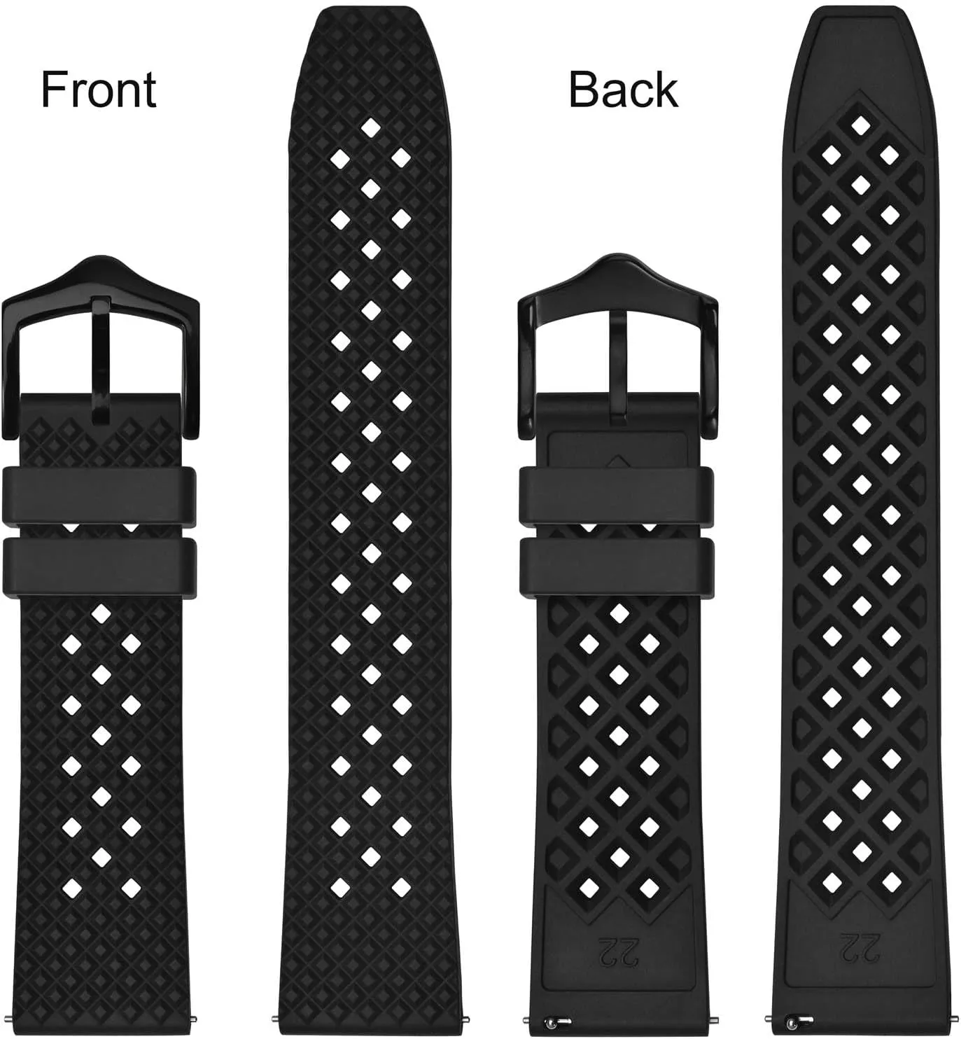 Anbeer Fluororubber Watch Band,18mm 20mm 22mm Quick Release Watch Strap for Men and Women