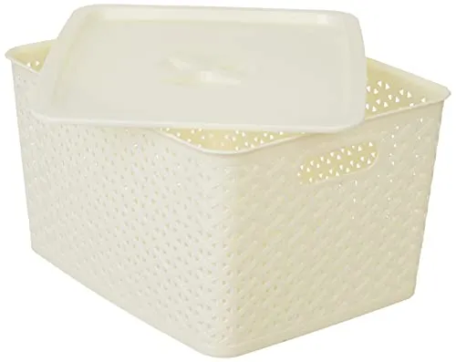 Aristo 335 Solitaire Plastic Multipurpose Storage Basket with Lid 15ltr|34.5 x 27.5 x 19cm