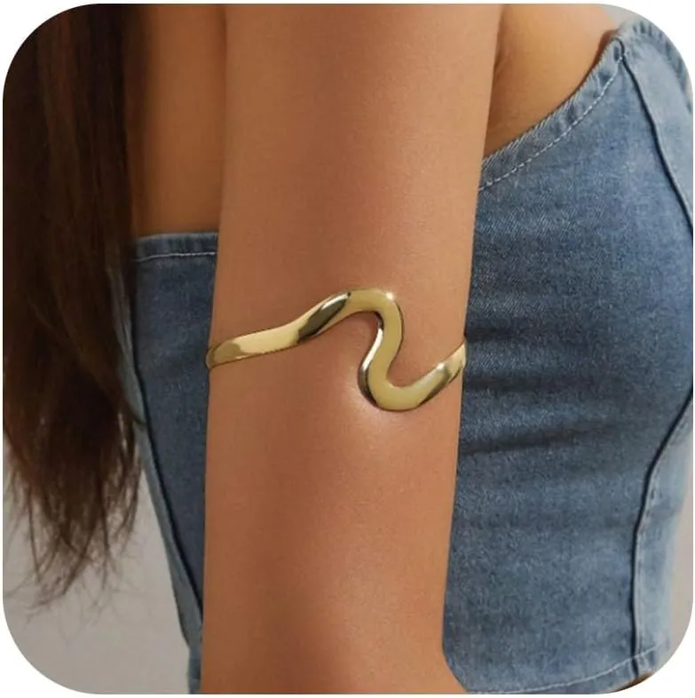 Arm Cuff for Women Upper Arm Cuffs Jewelry Gold Cuff Bangles Bracelet Summer Beach Essentials 2025