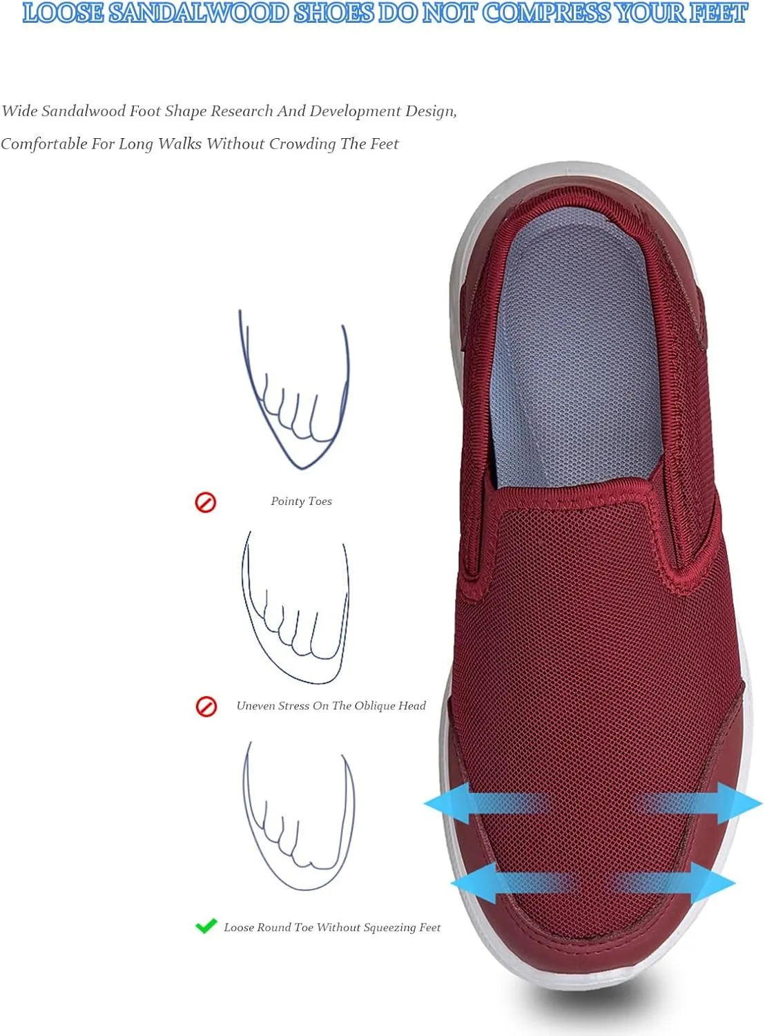 AUNTHUI Women's Slip-On Breathable Mesh Loafers & Slip-Ons,Outdoor Exercise Orthopedic Arch Support Platform Sneakers