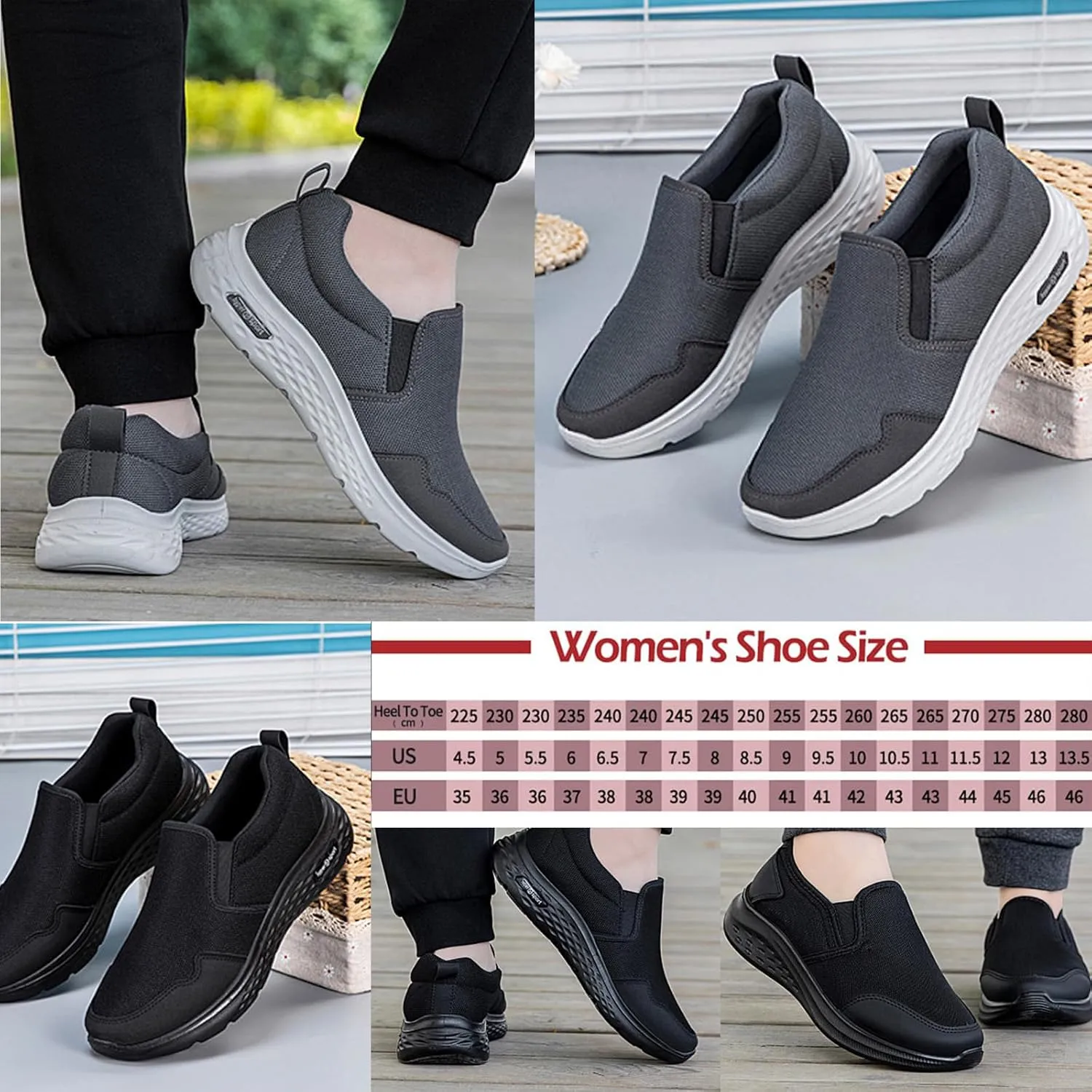 AUNTHUI Women's Slip-On Breathable Mesh Loafers & Slip-Ons,Outdoor Exercise Orthopedic Arch Support Platform Sneakers