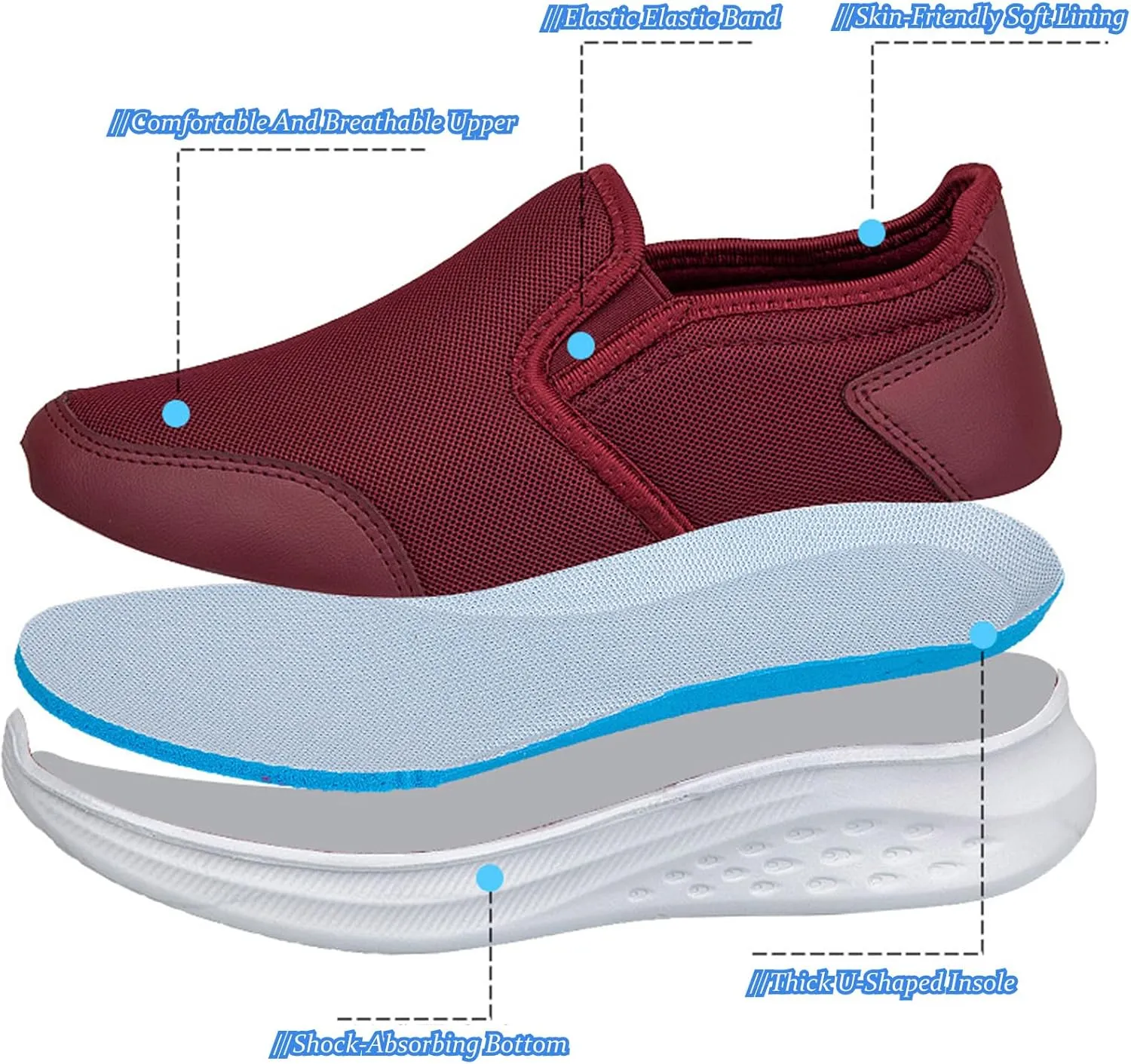 AUNTHUI Women's Slip-On Breathable Mesh Loafers & Slip-Ons,Outdoor Exercise Orthopedic Arch Support Platform Sneakers