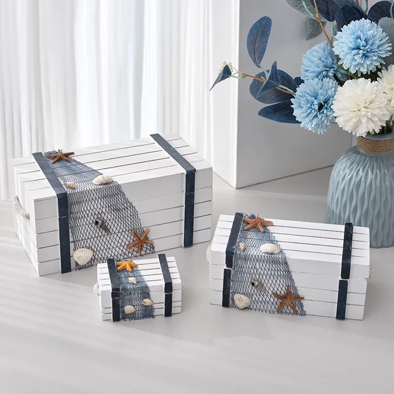 Babymoon Set of 3 Mediterranean Sailing Suitcase Storage Box | Beach Sea Style | Photoshoot Props