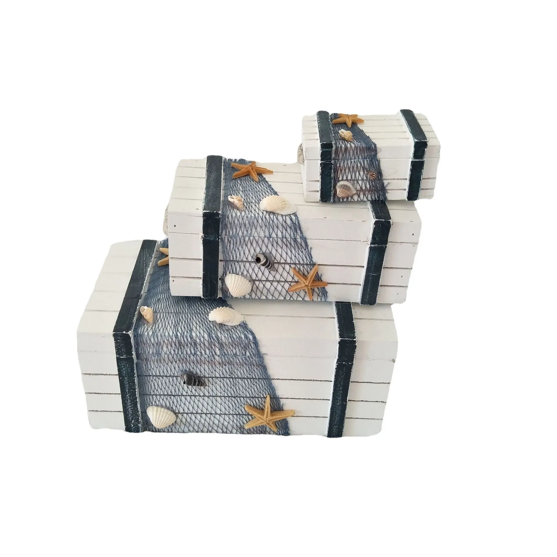 Babymoon Set of 3 Mediterranean Sailing Suitcase Storage Box | Beach Sea Style | Photoshoot Props