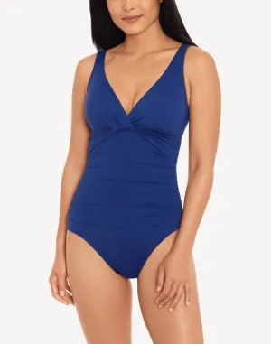 Beach Club Solids Twist Front One Piece Swimsuit