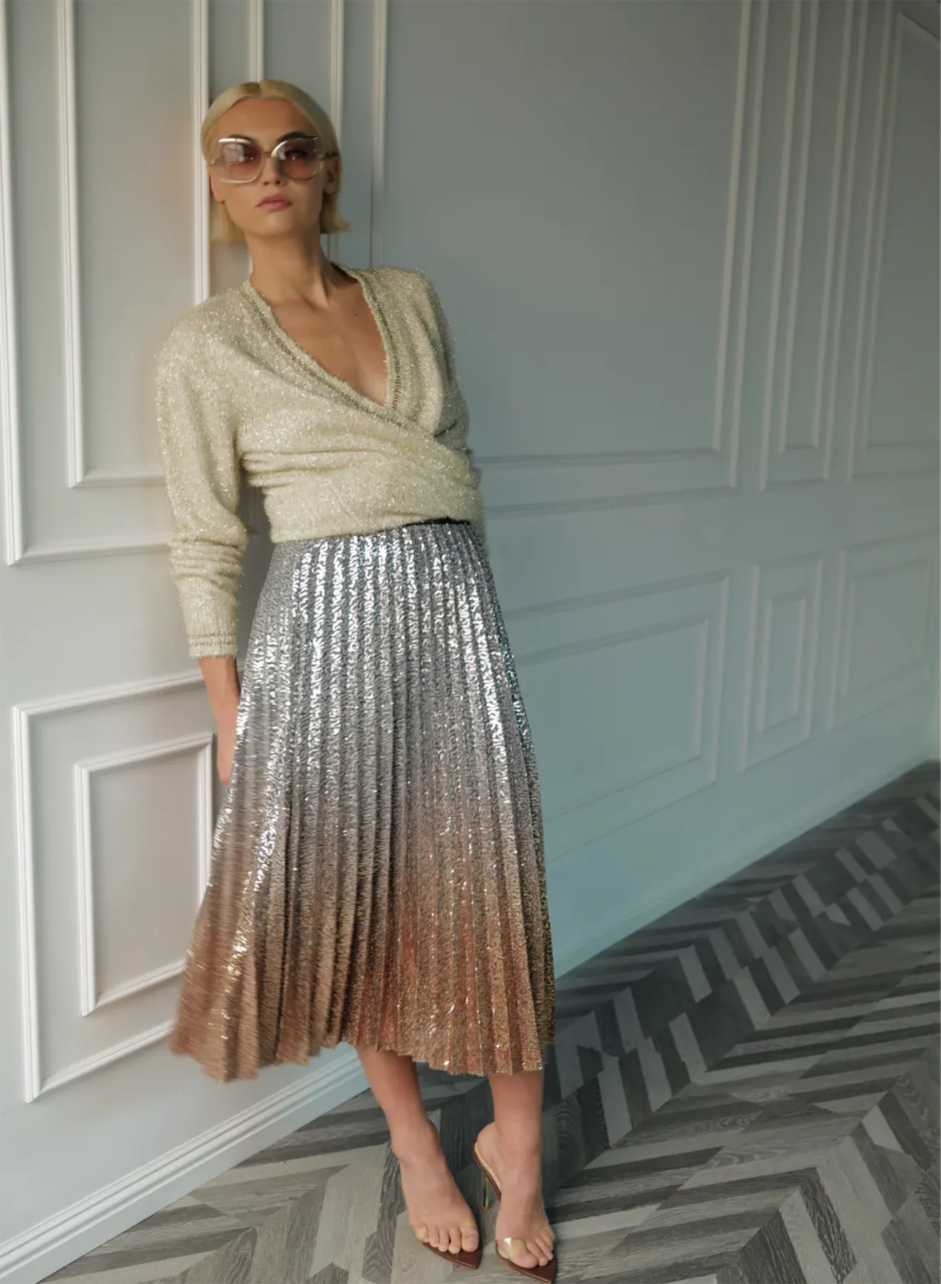 BELINDA OMBRE PLEAT SKIRT