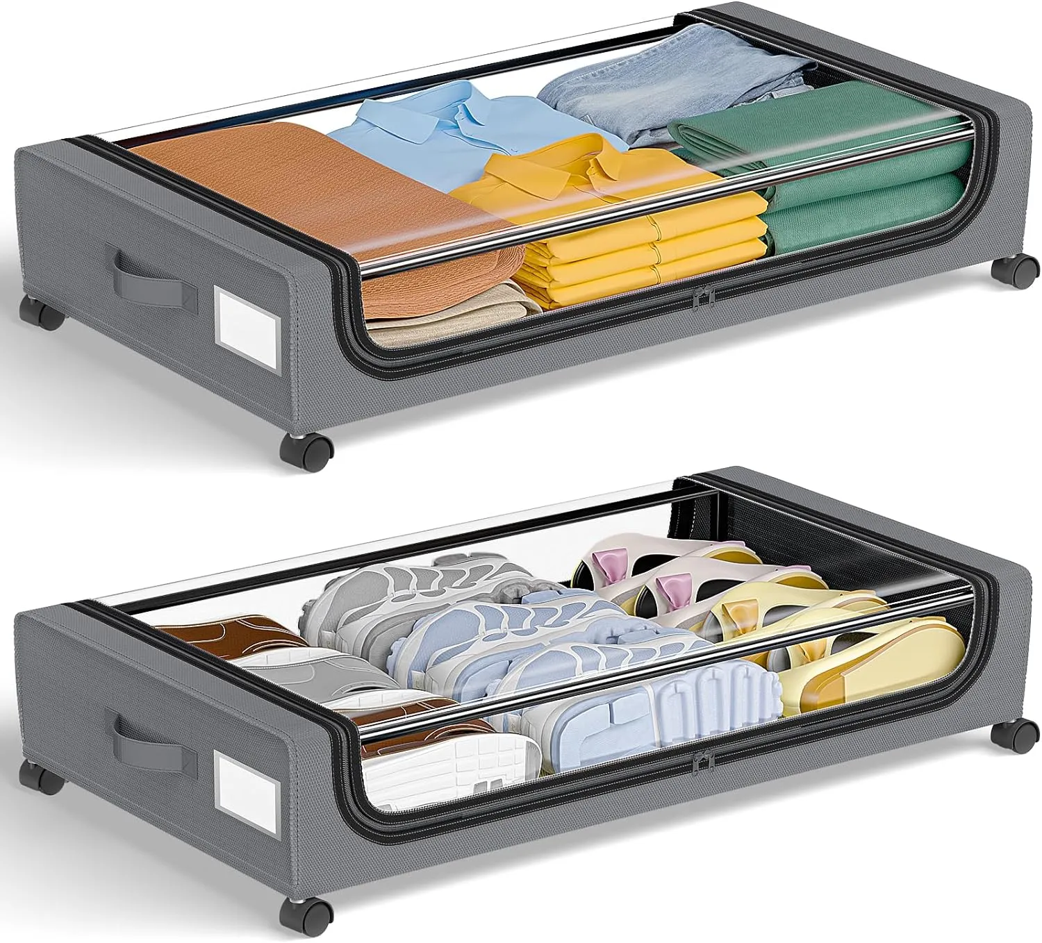 Blushbees Under Bed Storage Containers with Wheels and Clear Lid.
