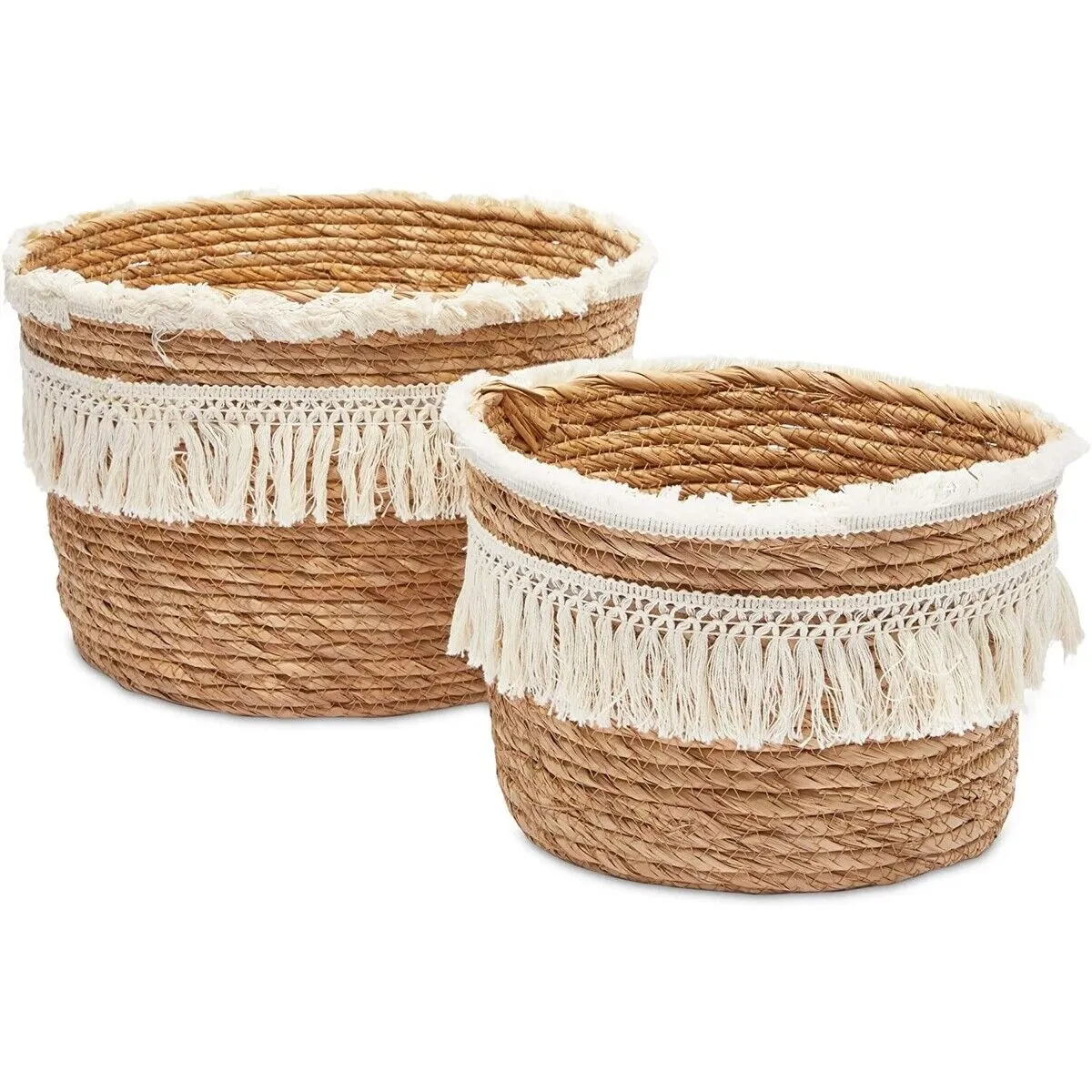 Bohemian Woven Baskets for Storage, Home Decor in 2 Sizes (2 Pack)