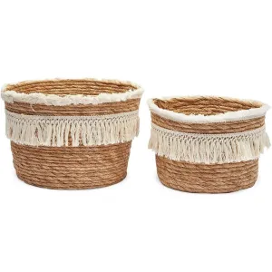 Bohemian Woven Baskets for Storage, Home Decor in 2 Sizes (2 Pack)