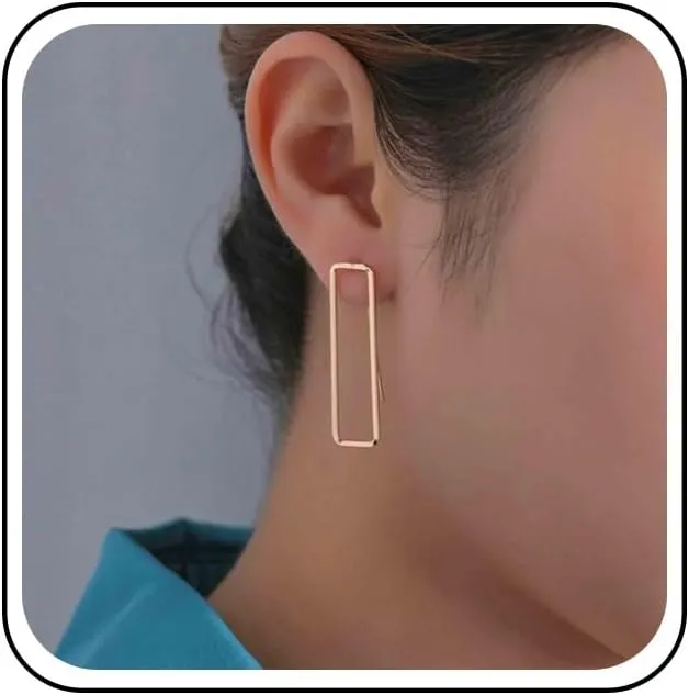 Boho Rectangle Earrings Oblong Rectangle Hoop Earrings Gold Geometric Square Studs Earrings Minimalist Everyday Earrings
