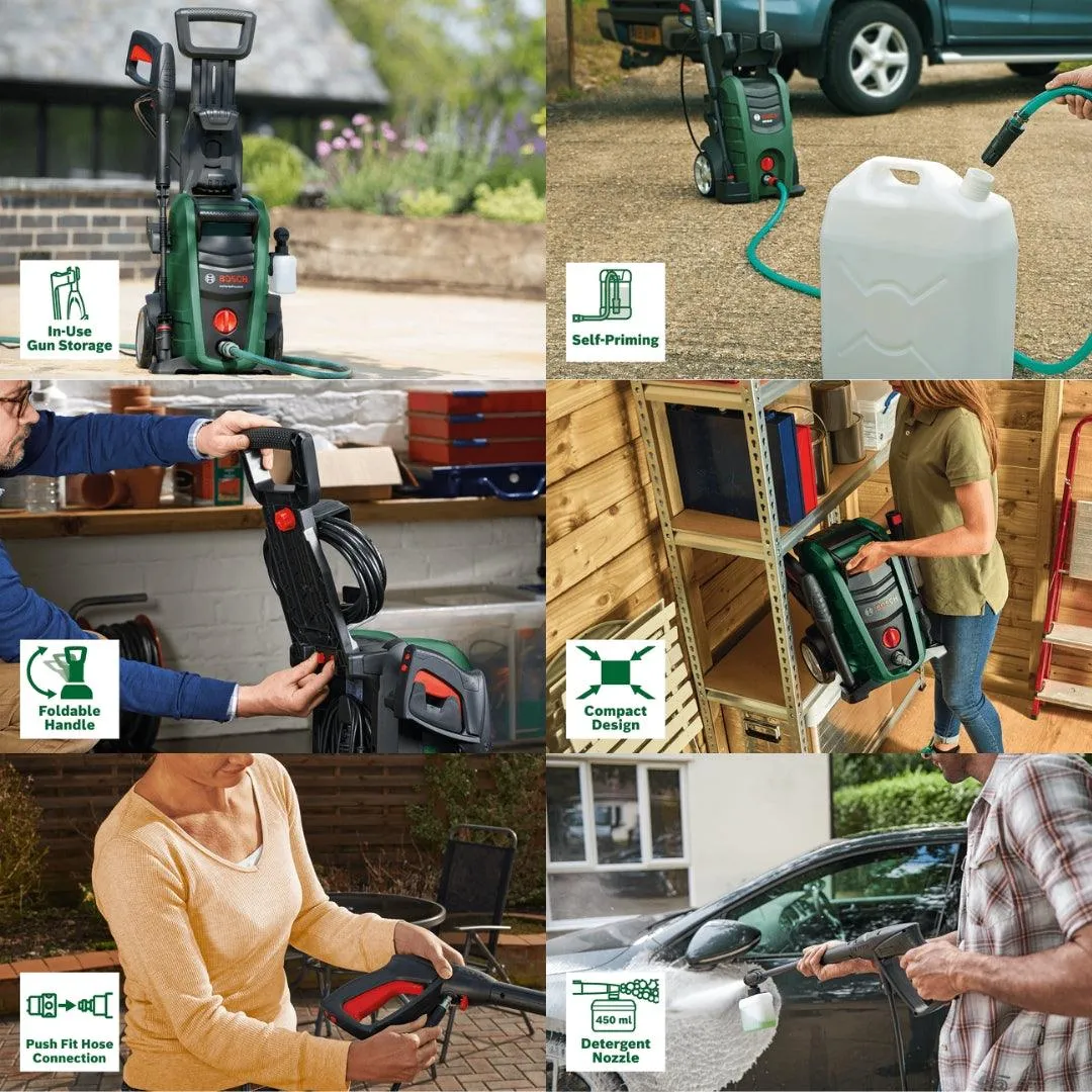 Bosch High Pressure Washer Universal Aquatak 125 Bar | 1500W Powerful Motor | 6 L/H Water Flow | Compact & Portable | Premium Accessories