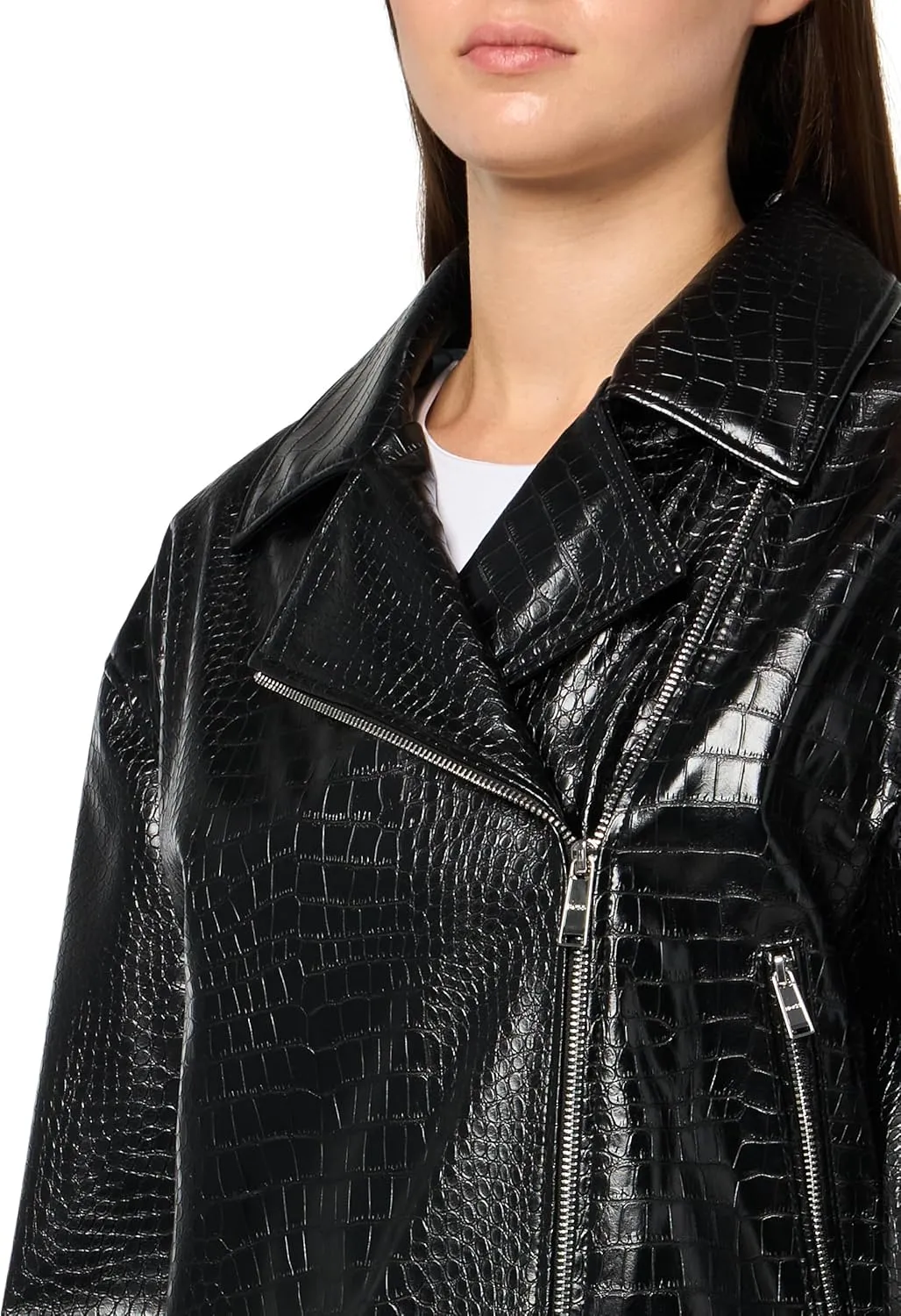 BOSS Women's Jaby Textured Friendly Leather Cropped Jacket