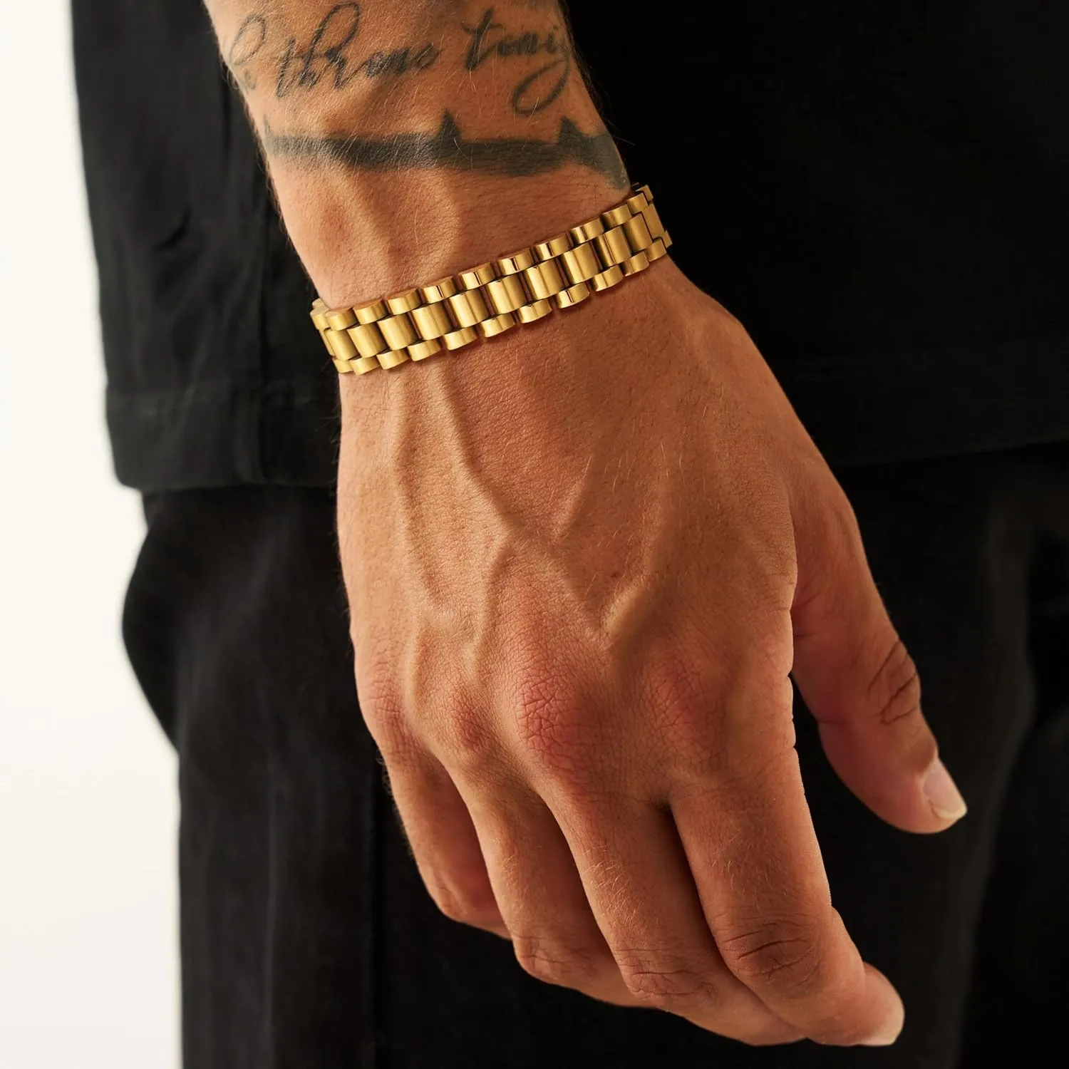 Bracelet for Men, Dainty Sterling Silver/14K Gold Plated Bracelet Non Tanish Christian Men's Bracelet Hand Chain Bracelet Chain Link Bracelet Simple Watch Band Design Dad Gifts